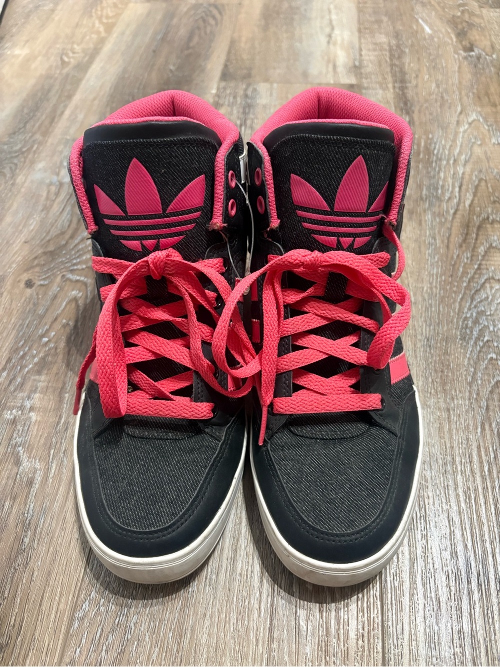 adidas Women's High-Top Sneakers in Black and Hot Pink